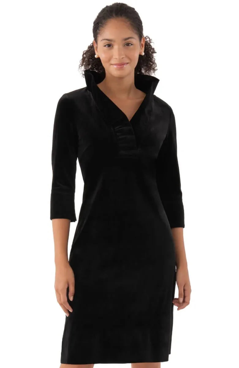 Gretchen Scott - Ruffneck Dress Silky Velvet Black
