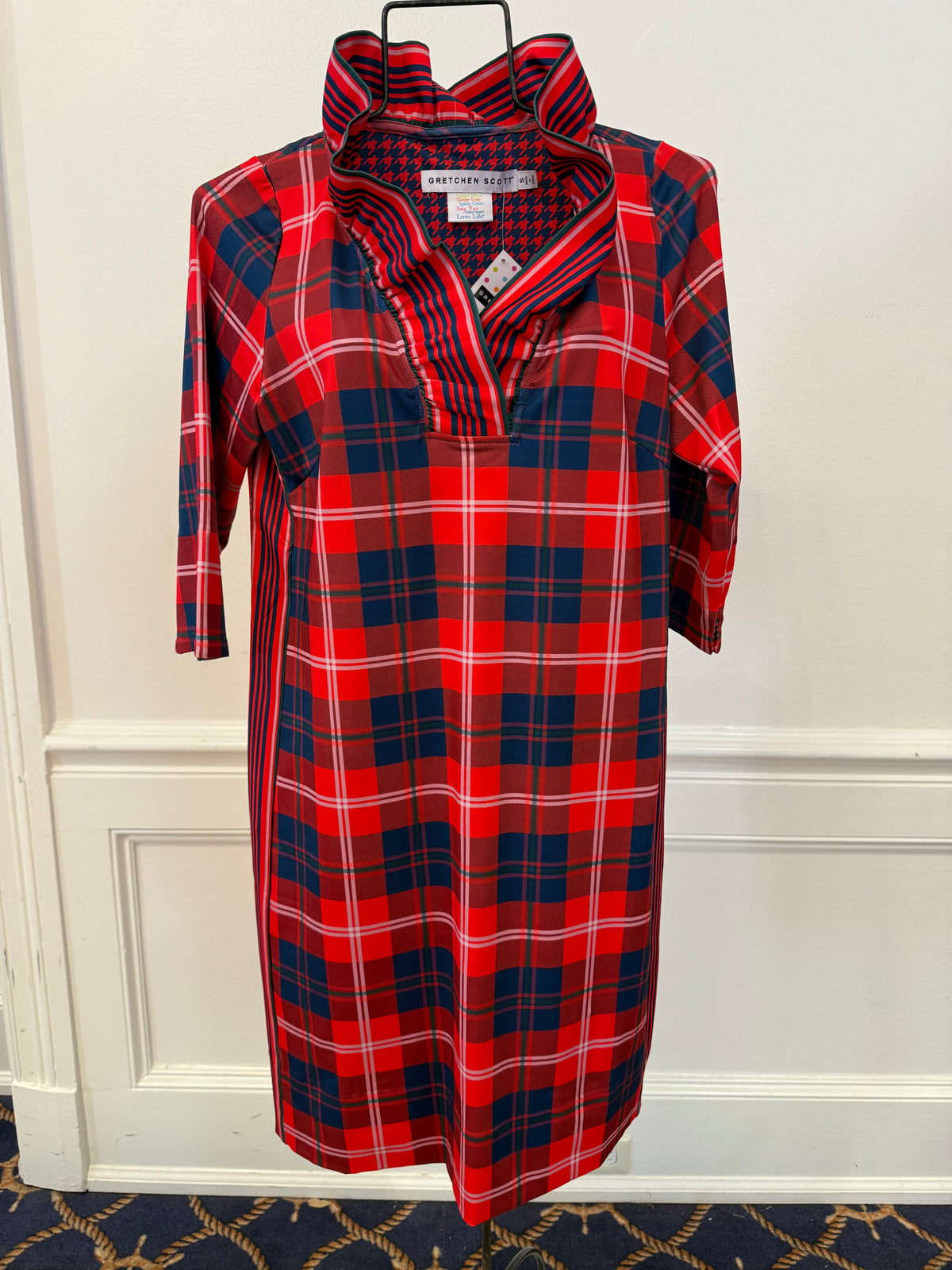 Gretchen Scott - Ruffneck Dress Middleton Plaid Red Multi