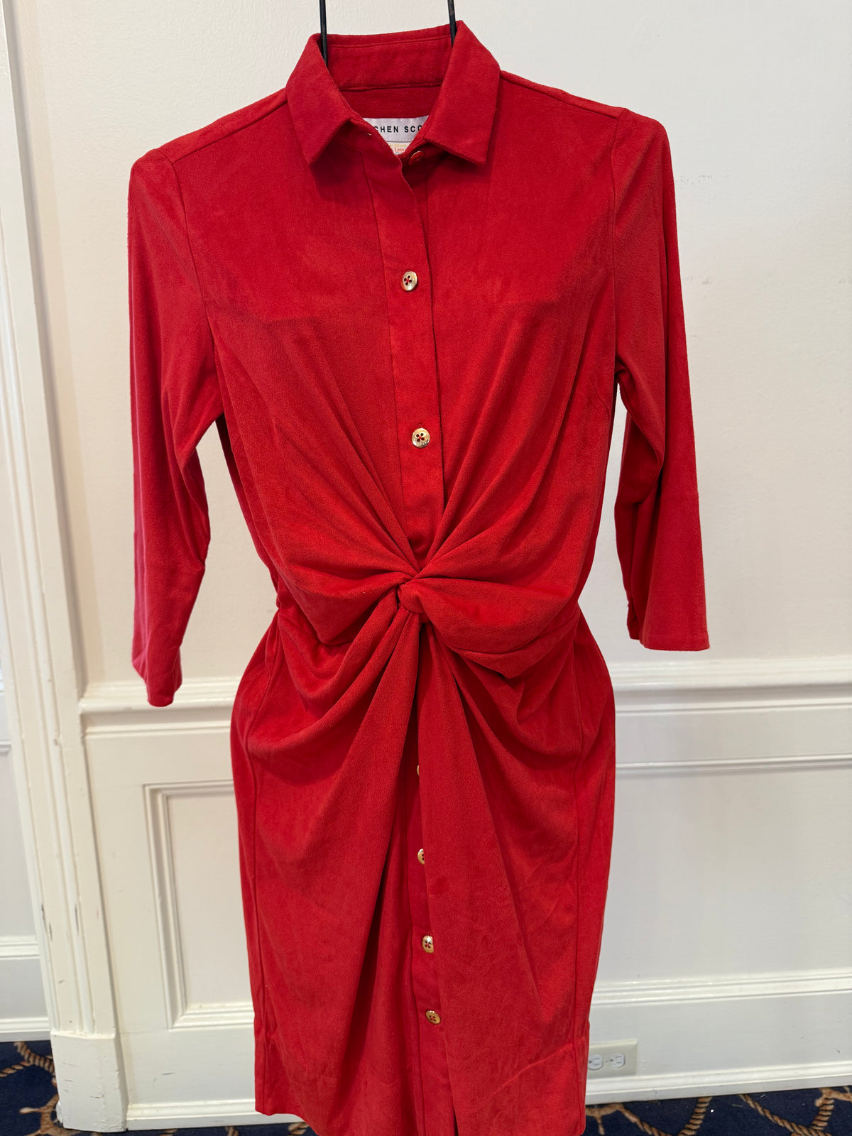 Gretchen Scott - Twist and Shout Dress Red Ultra Suede