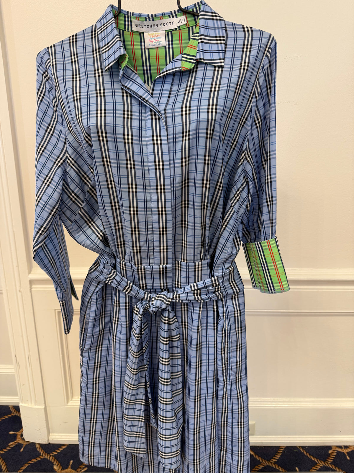 Gretchen Scott - Breezy Blouson Dress Periwinkle Plaid