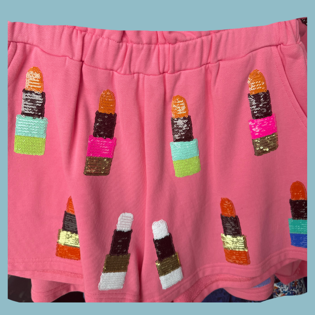 Queen of Sparkles - Pink Lipstick Shorts